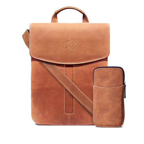 MacCase Premium Leder Umhängetasche für Tablets